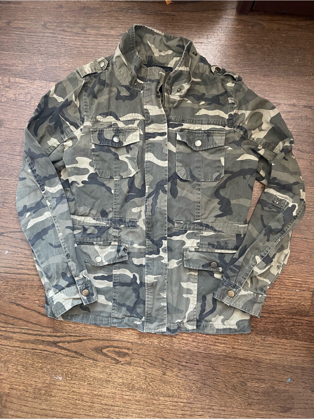 Girl’s Camouflage Utility Jacket - Olive Camo